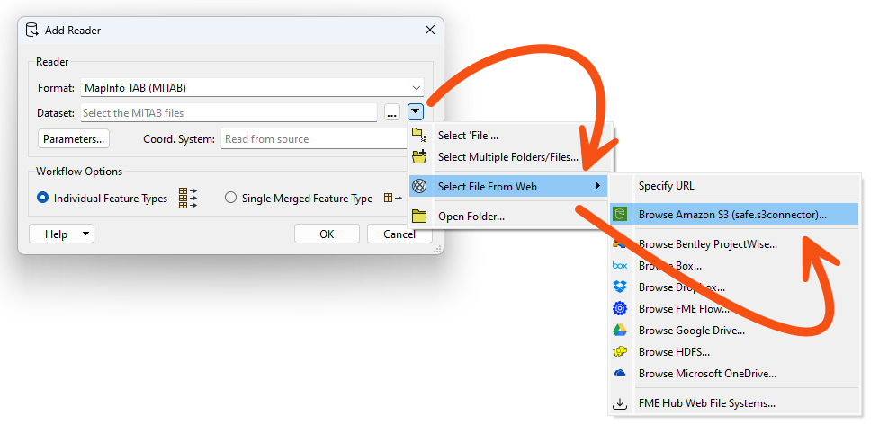 Select File from Web dialog